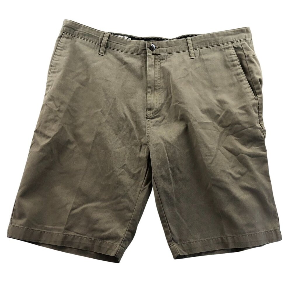 Volcom Mens Shorts Size 40 Chino Khaki Classic Casual Summer Tan Flat Front